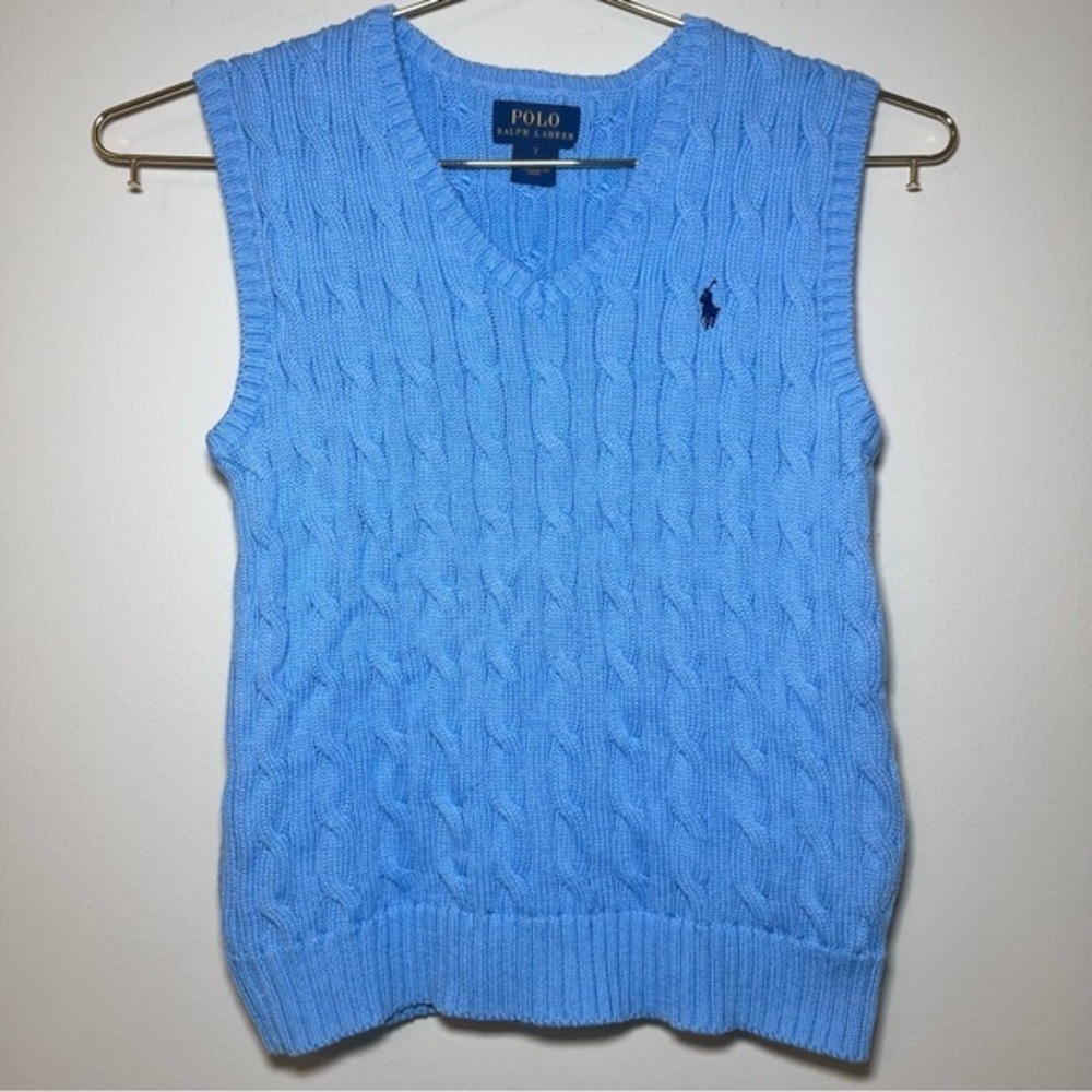 Polo by Ralph Lauren Kids Blue Cable Knit Sweater Vest
